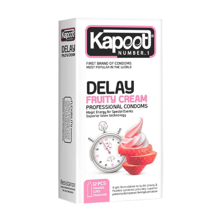 کاندوم کاپوت تاخیری میوه ای مدل Delay Fruty Cream بسته 12 عددی